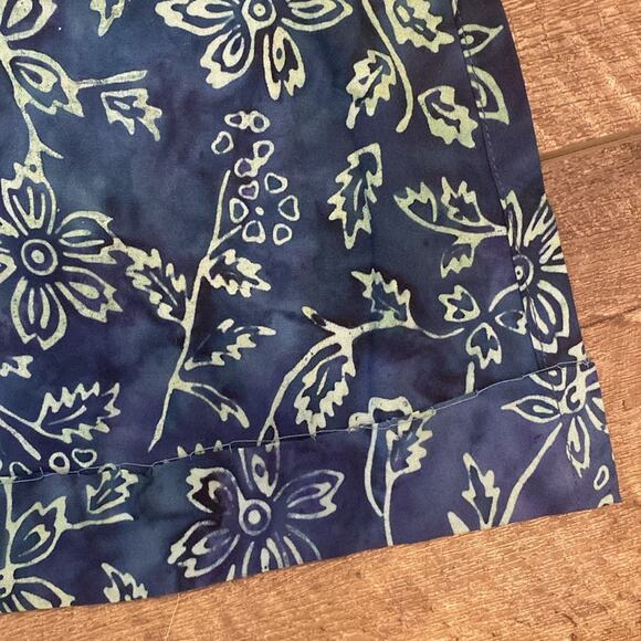 Soft Surroundings Cold Shoulder Tropical Batik Print Maxi Dress Floral Blue L - Picture 10 of 11